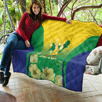 Australia Christmas Island Quilt Golden Bosun Abutilon listeri With Map - Aussie Hoodie