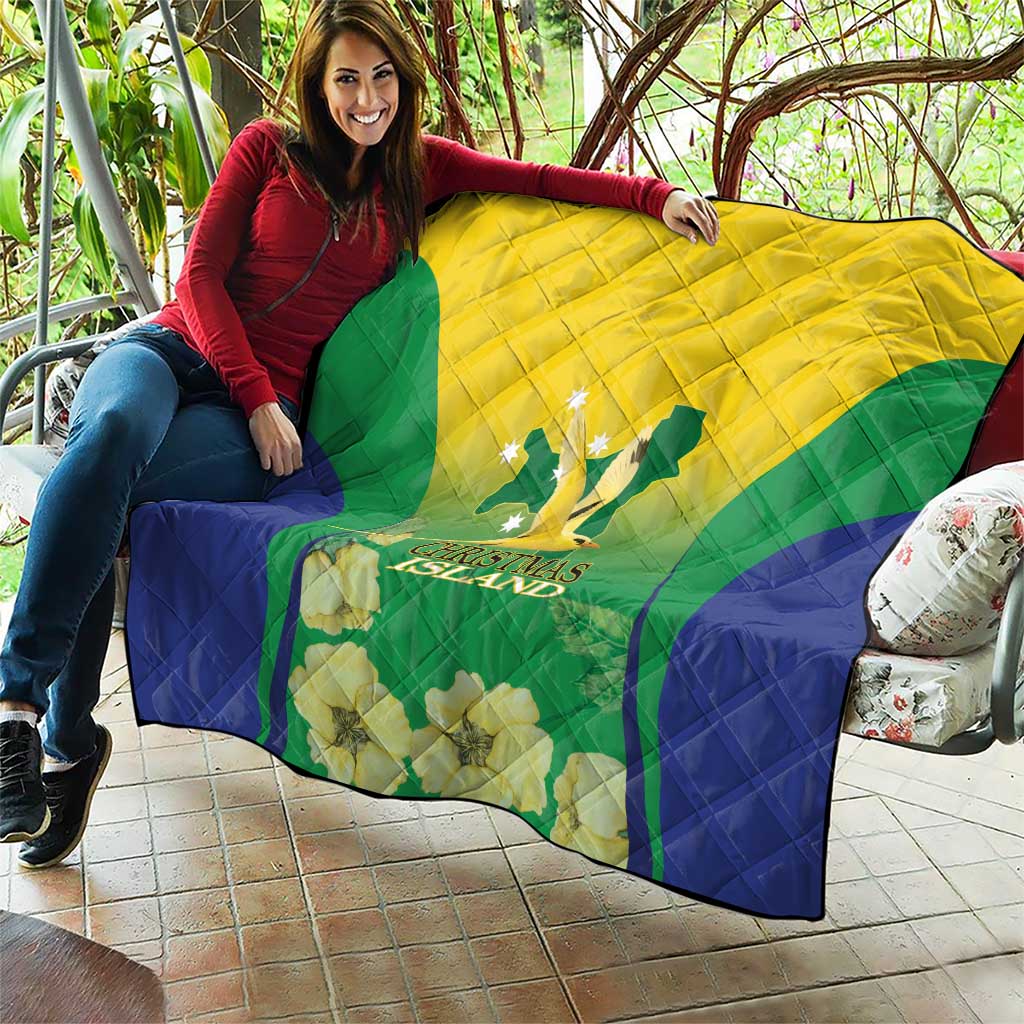 Australia Christmas Island Quilt Golden Bosun Abutilon listeri With Map - Aussie Hoodie