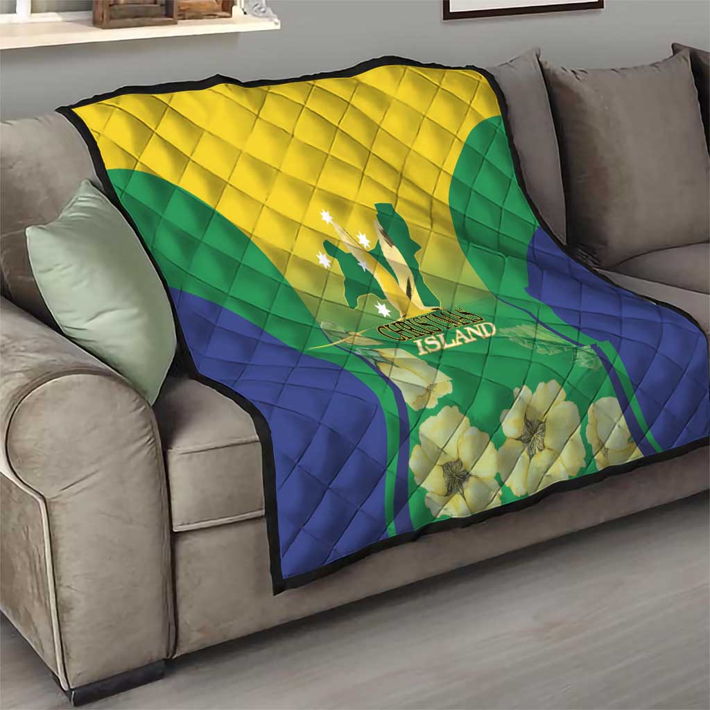 Australia Christmas Island Quilt Golden Bosun Abutilon listeri With Map - Aussie Hoodie