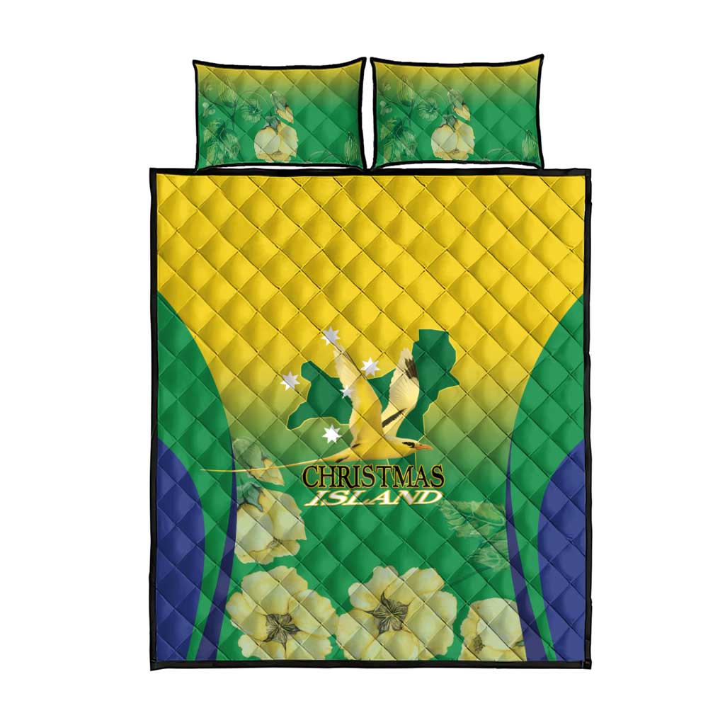 Australia Christmas Island Quilt Bed Set Golden Bosun Abutilon listeri With Map - Aussie Hoodie