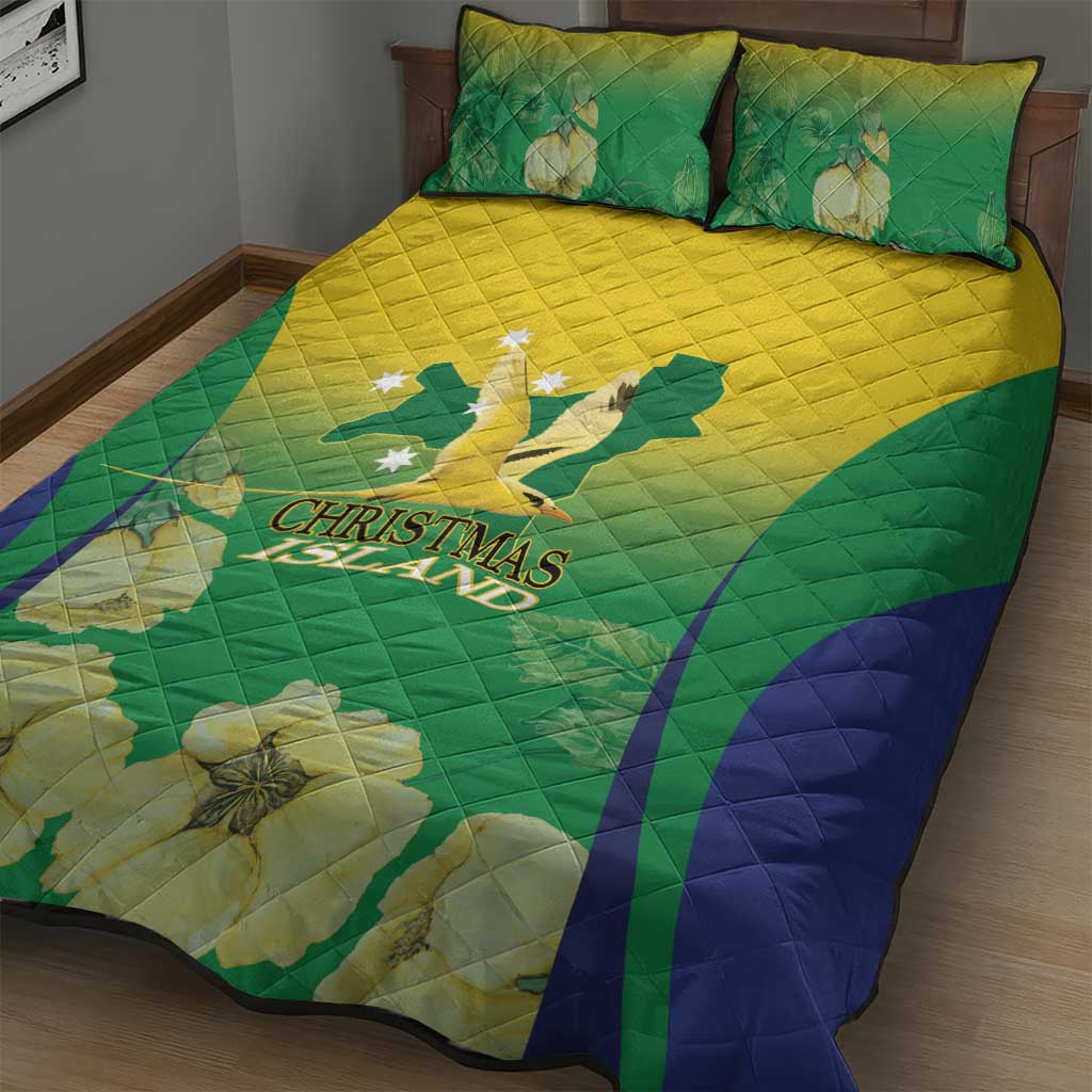 Australia Christmas Island Quilt Bed Set Golden Bosun Abutilon listeri With Map - Aussie Hoodie