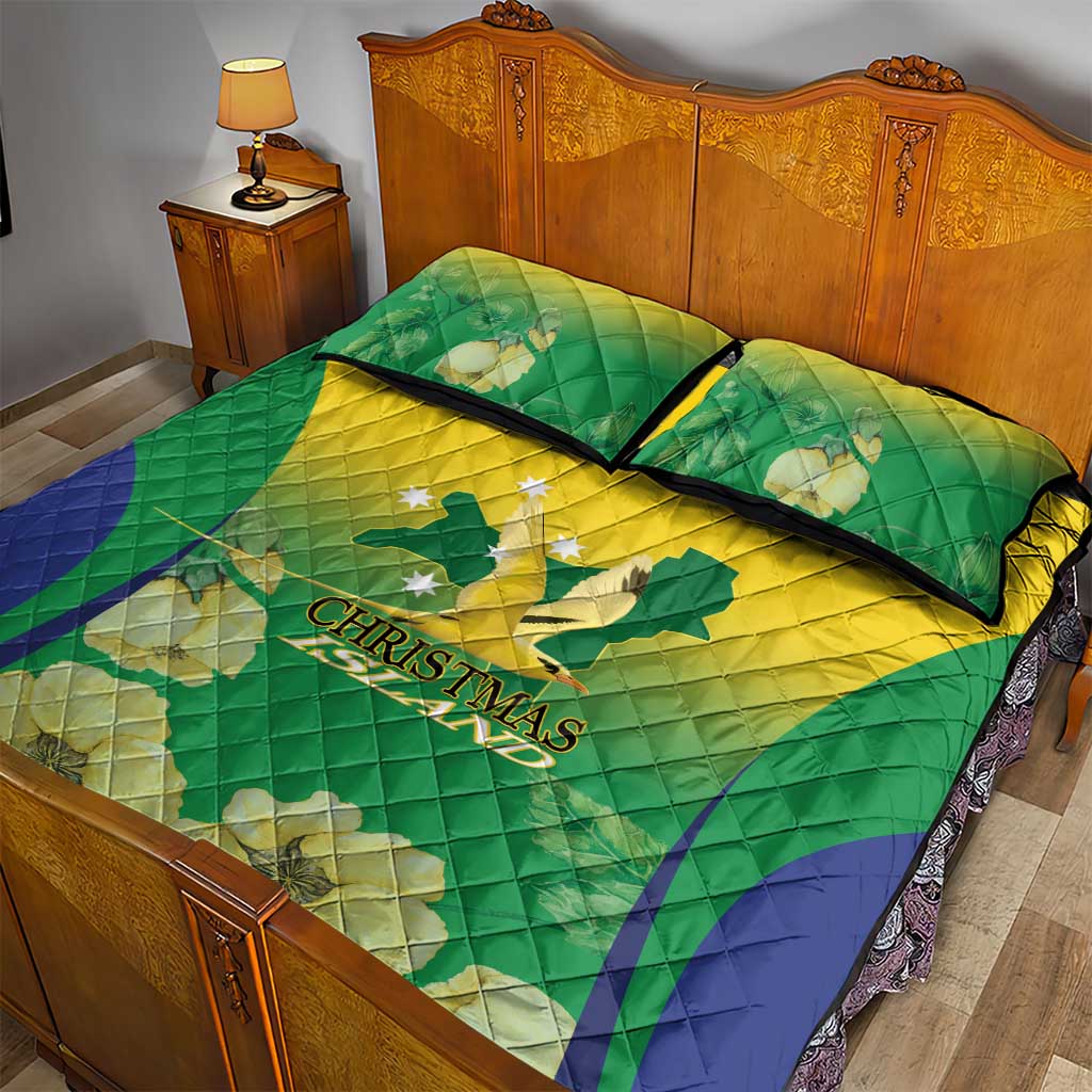 Australia Christmas Island Quilt Bed Set Golden Bosun Abutilon listeri With Map - Aussie Hoodie