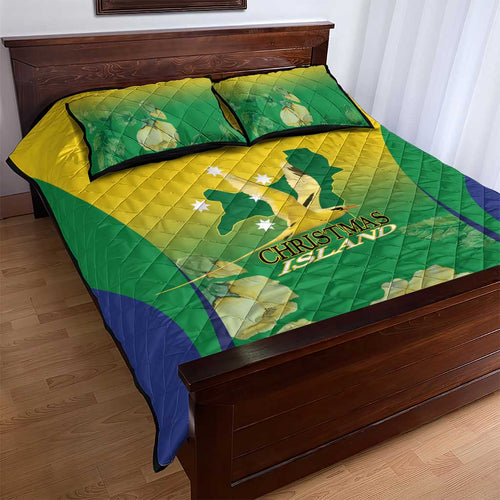Australia Christmas Island Quilt Bed Set Golden Bosun Abutilon listeri With Map - Aussie Hoodie