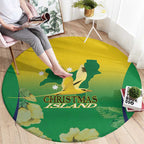 Australia Christmas Island Round Carpet Golden Bosun Abutilon listeri With Map - Aussie Hoodie