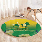 Australia Christmas Island Round Carpet Golden Bosun Abutilon listeri With Map - Aussie Hoodie