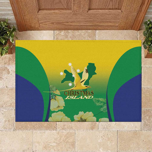 Australia Christmas Island Rubber Doormat Golden Bosun Abutilon listeri With Map - Aussie Hoodie