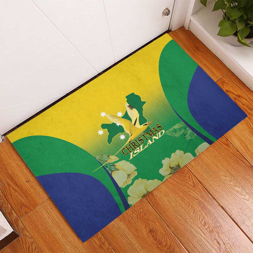 Australia Christmas Island Rubber Doormat Golden Bosun Abutilon listeri With Map - Aussie Hoodie