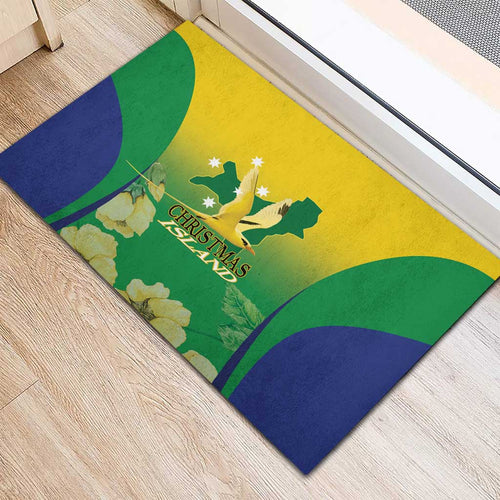 Australia Christmas Island Rubber Doormat Golden Bosun Abutilon listeri With Map - Aussie Hoodie