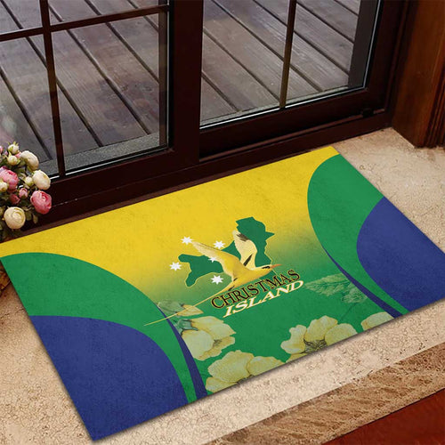 Australia Christmas Island Rubber Doormat Golden Bosun Abutilon listeri With Map - Aussie Hoodie