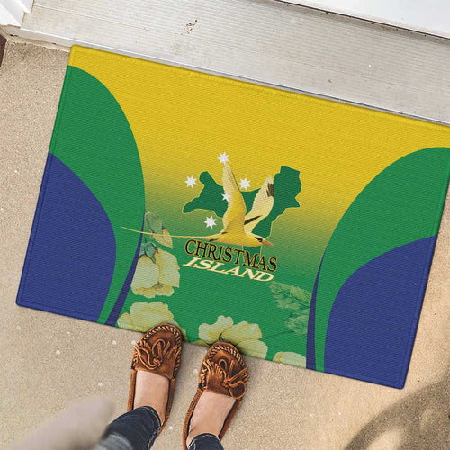 Australia Christmas Island Rubber Doormat Golden Bosun Abutilon listeri With Map - Aussie Hoodie