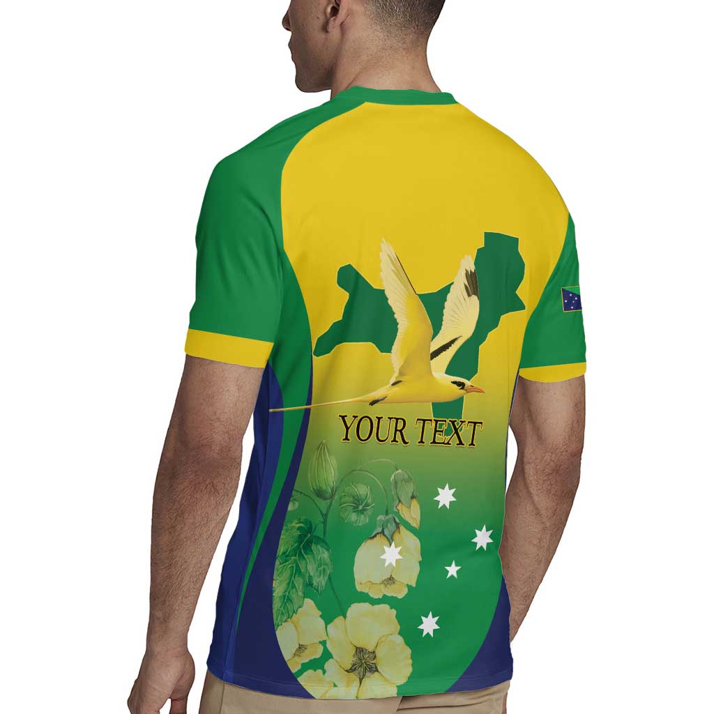 Personalised Australia Christmas Island Rugby Jersey Golden Bosun Abutilon listeri With Map - Aussie Hoodie