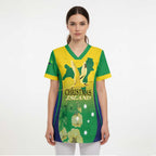 Personalised Australia Christmas Island Scrub Top Golden Bosun Abutilon listeri With Map - Aussie Hoodie