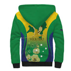 Personalised Australia Christmas Island Sherpa Hoodie Golden Bosun Abutilon listeri With Map - Aussie Hoodie