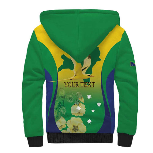 Personalised Australia Christmas Island Sherpa Hoodie Golden Bosun Abutilon listeri With Map - Aussie Hoodie