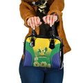 Australia Christmas Island Shoulder Handbag Golden Bosun Abutilon listeri With Map - Aussie Hoodie