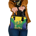 Australia Christmas Island Shoulder Handbag Golden Bosun Abutilon listeri With Map - Aussie Hoodie