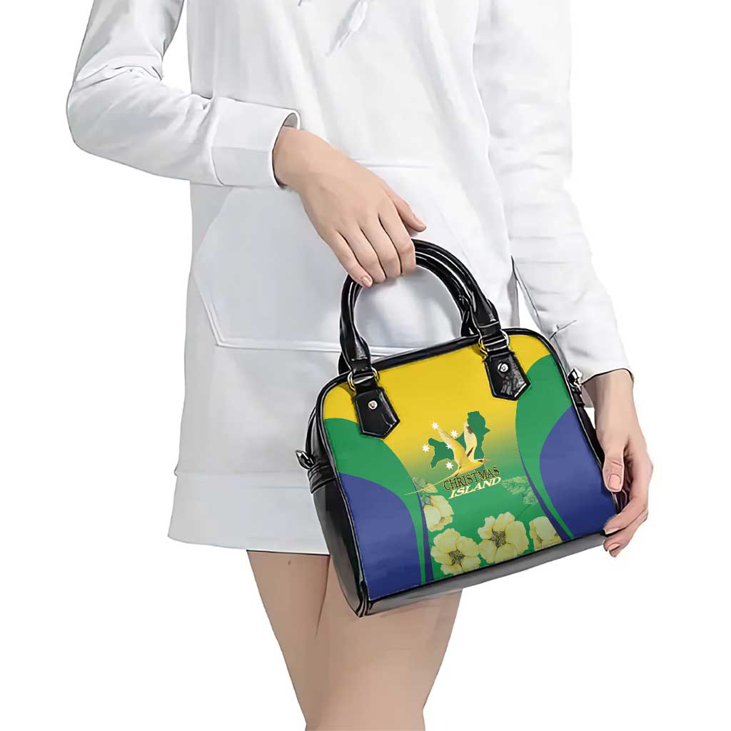 Australia Christmas Island Shoulder Handbag Golden Bosun Abutilon listeri With Map - Aussie Hoodie
