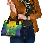 Australia Christmas Island Shoulder Handbag Golden Bosun Abutilon listeri With Map - Aussie Hoodie