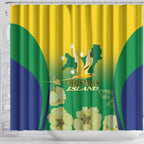 Australia Christmas Island Shower Curtain Golden Bosun Abutilon listeri With Map - Aussie Hoodie