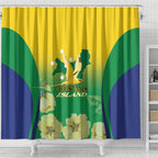 Australia Christmas Island Shower Curtain Golden Bosun Abutilon listeri With Map - Aussie Hoodie