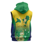 Personalised Australia Christmas Island Sleeveless Hoodie Golden Bosun Abutilon listeri With Map - Aussie Hoodie