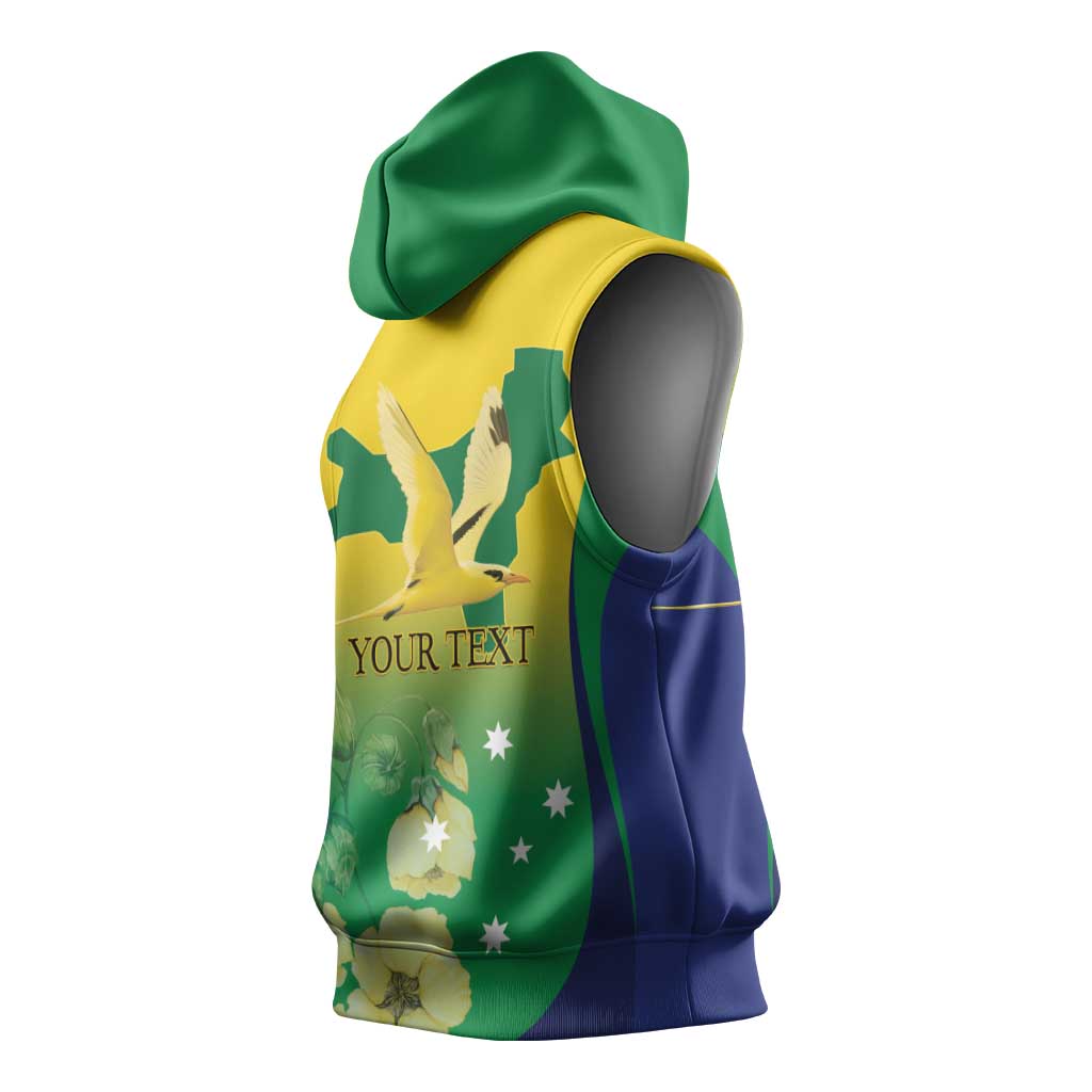 Personalised Australia Christmas Island Sleeveless Hoodie Golden Bosun Abutilon listeri With Map - Aussie Hoodie