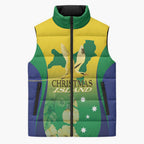 Personalised Australia Christmas Island Sleeveless Puffer Jacket Golden Bosun Abutilon listeri With Map - Aussie Hoodie