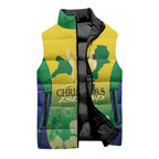 Personalised Australia Christmas Island Sleeveless Puffer Jacket Golden Bosun Abutilon listeri With Map - Aussie Hoodie