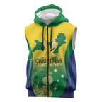 Personalised Australia Christmas Island Sleeveless Zip Hoodie Golden Bosun Abutilon listeri With Map LT14