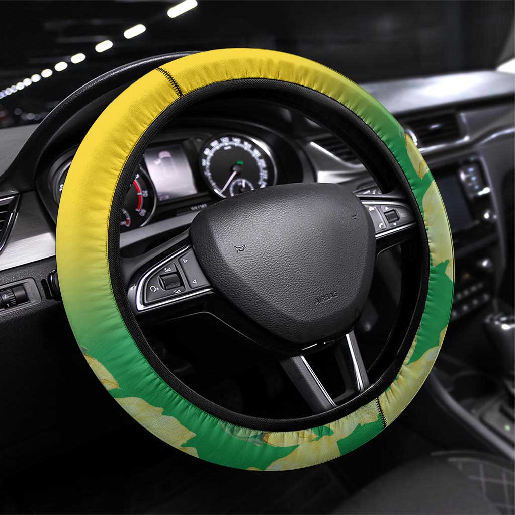 Australia Christmas Island Steering Wheel Cover Golden Bosun Abutilon listeri With Map - Aussie Hoodie