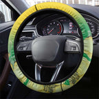 Australia Christmas Island Steering Wheel Cover Golden Bosun Abutilon listeri With Map - Aussie Hoodie