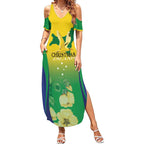 Personalised Australia Christmas Island Summer Maxi Dress Golden Bosun Abutilon listeri With Map - Aussie Hoodie