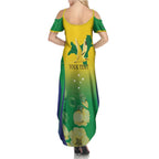 Personalised Australia Christmas Island Summer Maxi Dress Golden Bosun Abutilon listeri With Map - Aussie Hoodie