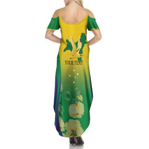 Personalised Australia Christmas Island Summer Maxi Dress Golden Bosun Abutilon listeri With Map - Aussie Hoodie