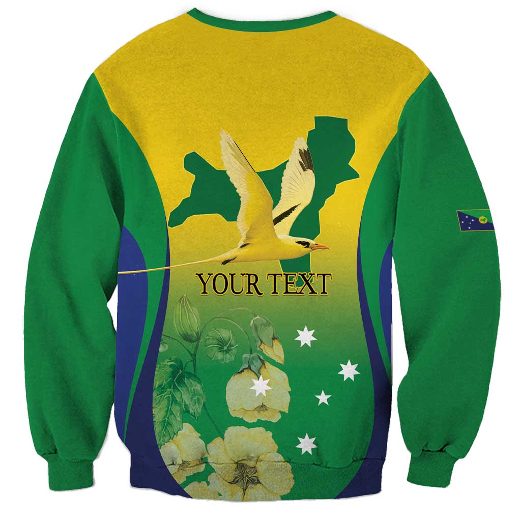 Personalised Australia Christmas Island Sweatshirt Golden Bosun Abutilon listeri With Map - Aussie Hoodie
