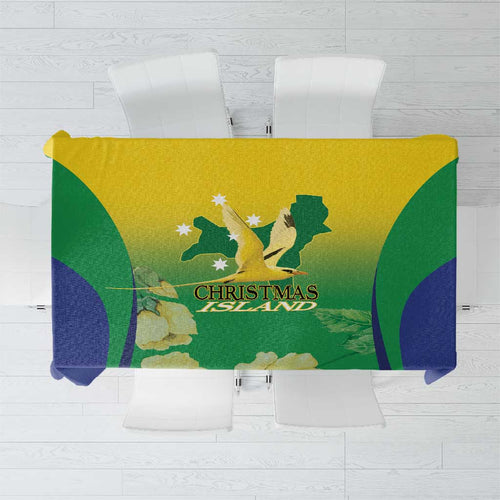 Australia Christmas Island Tablecloth Golden Bosun Abutilon listeri With Map - Aussie Hoodie