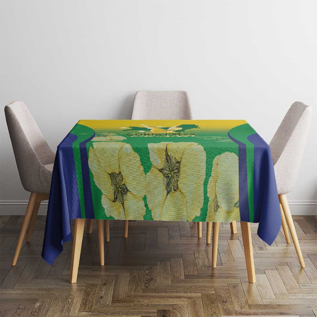 Australia Christmas Island Tablecloth Golden Bosun Abutilon listeri With Map - Aussie Hoodie
