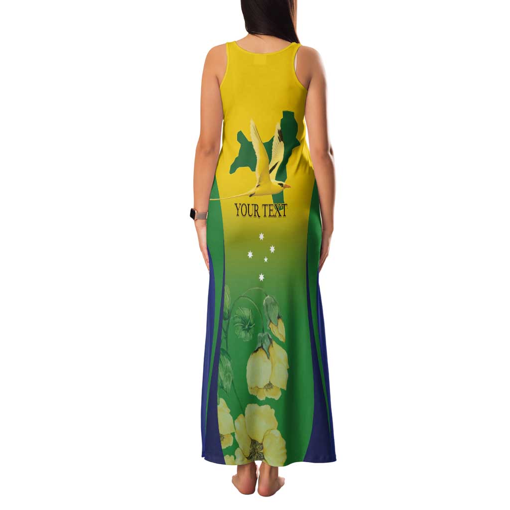Personalised Australia Christmas Island Tank Maxi Dress Golden Bosun Abutilon listeri With Map - Aussie Hoodie