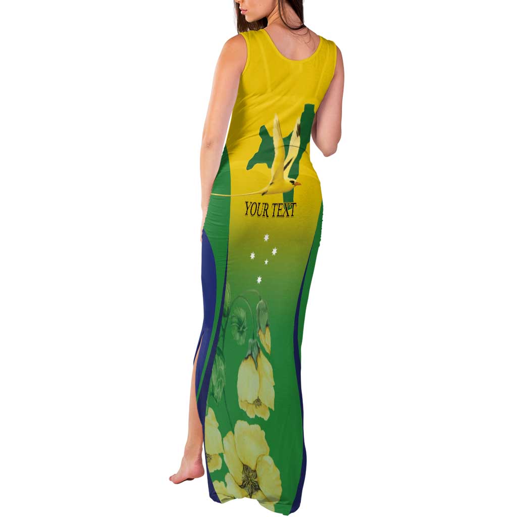 Personalised Australia Christmas Island Tank Maxi Dress Golden Bosun Abutilon listeri With Map - Aussie Hoodie