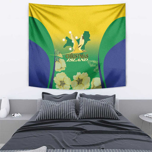Australia Christmas Island Tapestry Golden Bosun Abutilon listeri With Map - Aussie Hoodie