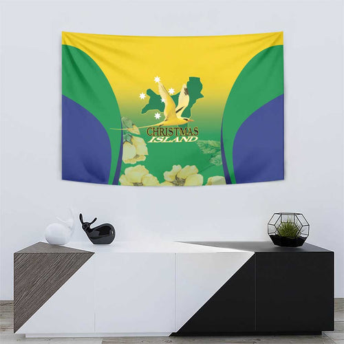 Australia Christmas Island Tapestry Golden Bosun Abutilon listeri With Map - Aussie Hoodie