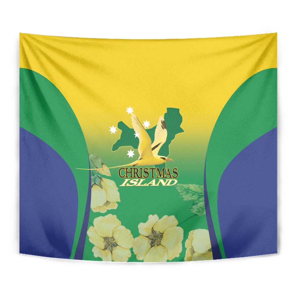 Australia Christmas Island Tapestry Golden Bosun Abutilon listeri With Map - Aussie Hoodie