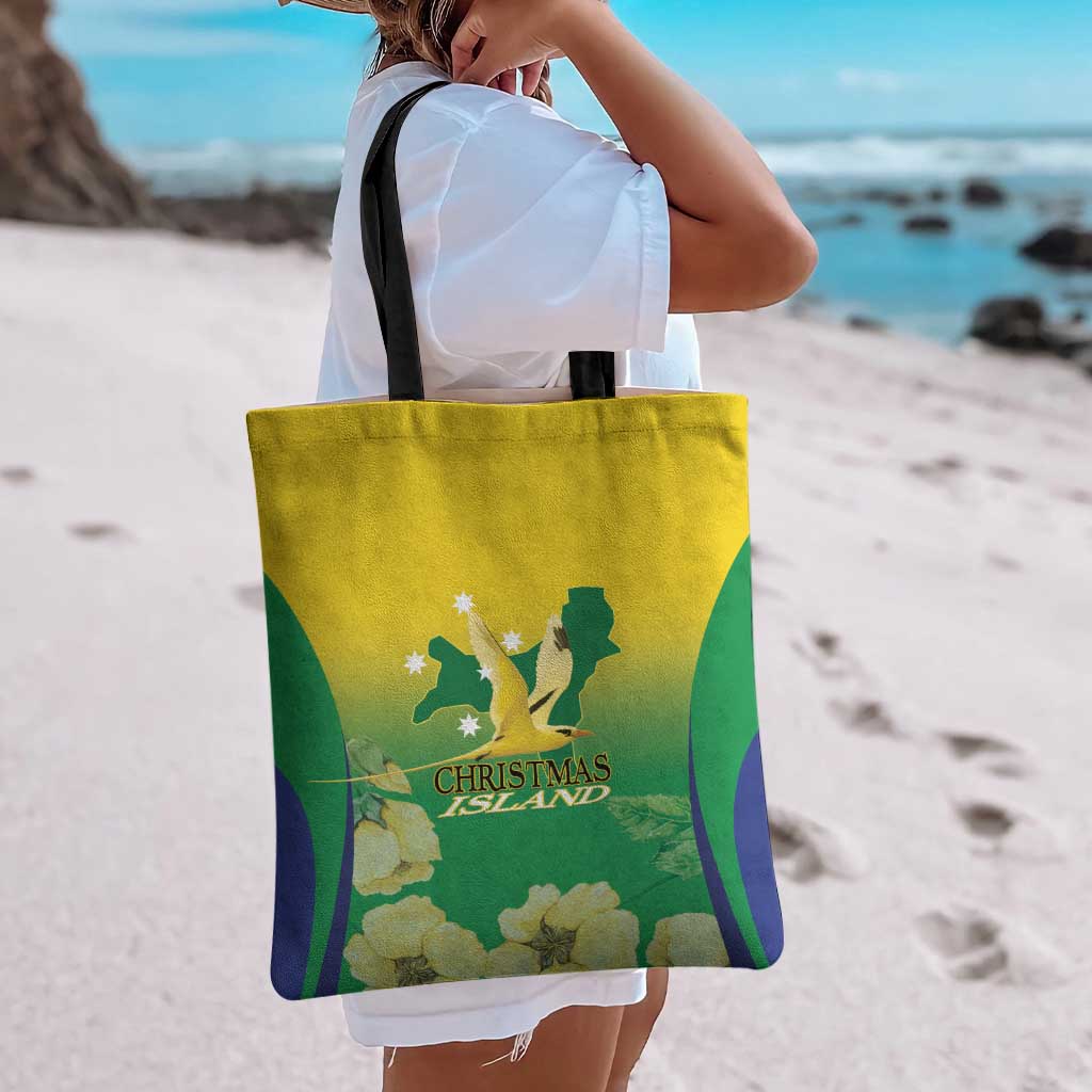 Australia Christmas Island Tote Bag Golden Bosun Abutilon listeri With Map - Aussie Hoodie