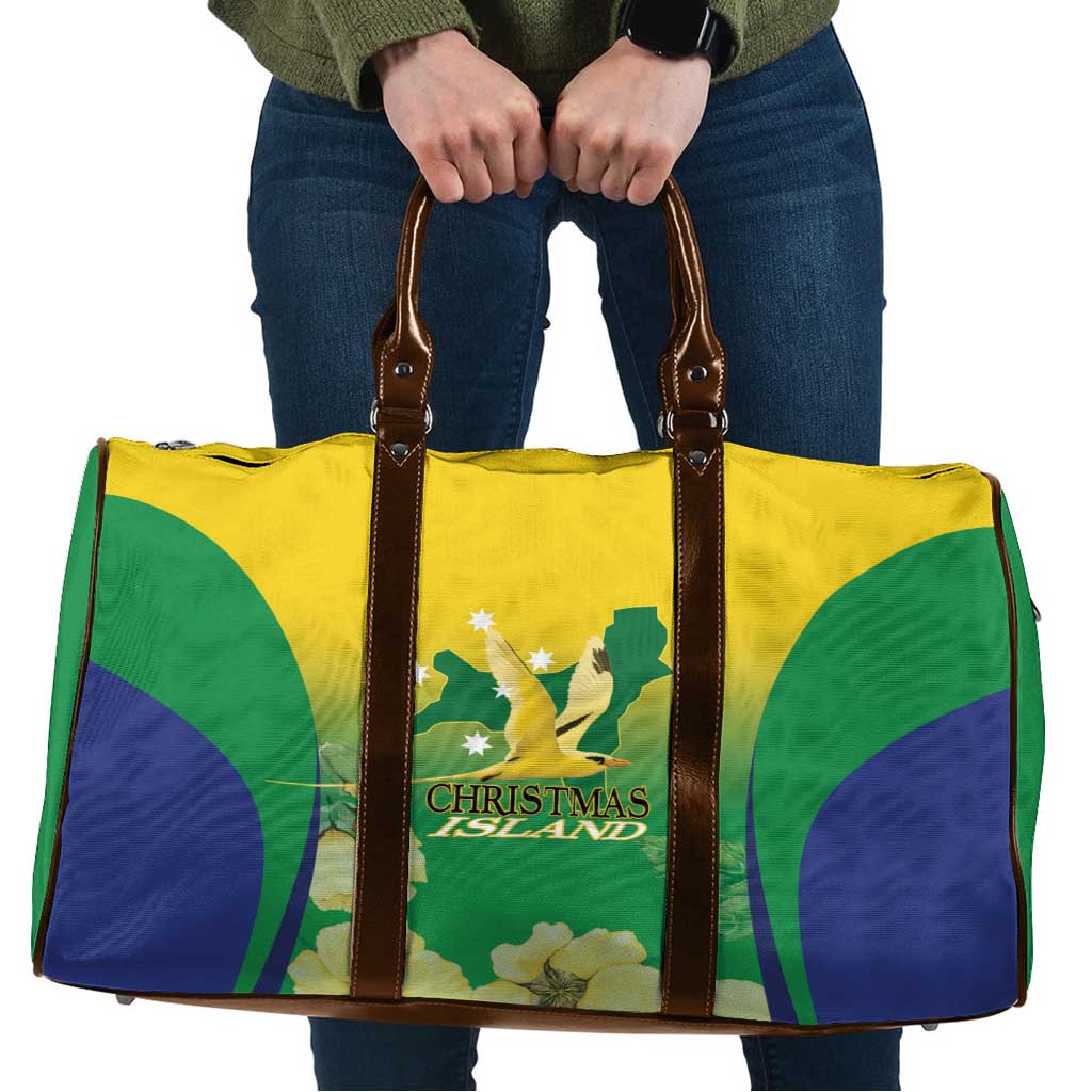 Australia Christmas Island Travel Bag Golden Bosun Abutilon listeri With Map - Aussie Hoodie