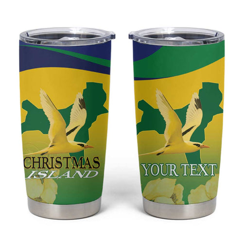 Personalised Australia Christmas Island Tumbler Cup Golden Bosun Abutilon listeri With Map - Aussie Hoodie