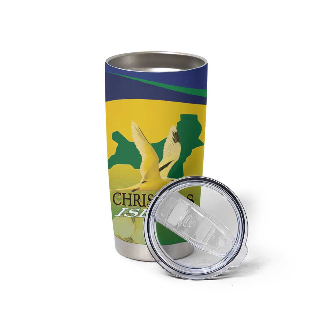 Personalised Australia Christmas Island Tumbler Cup Golden Bosun Abutilon listeri With Map - Aussie Hoodie