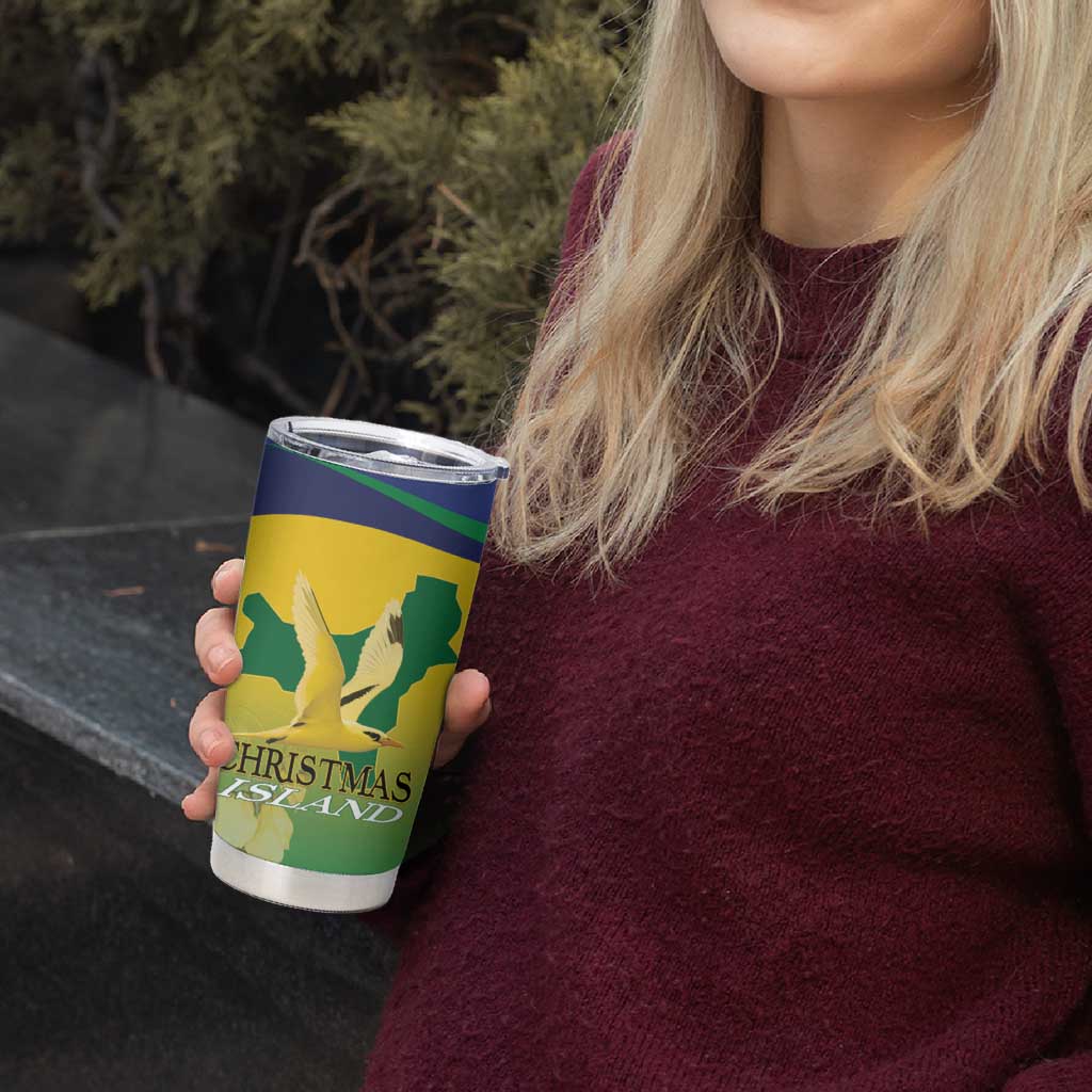 Personalised Australia Christmas Island Tumbler Cup Golden Bosun Abutilon listeri With Map - Aussie Hoodie