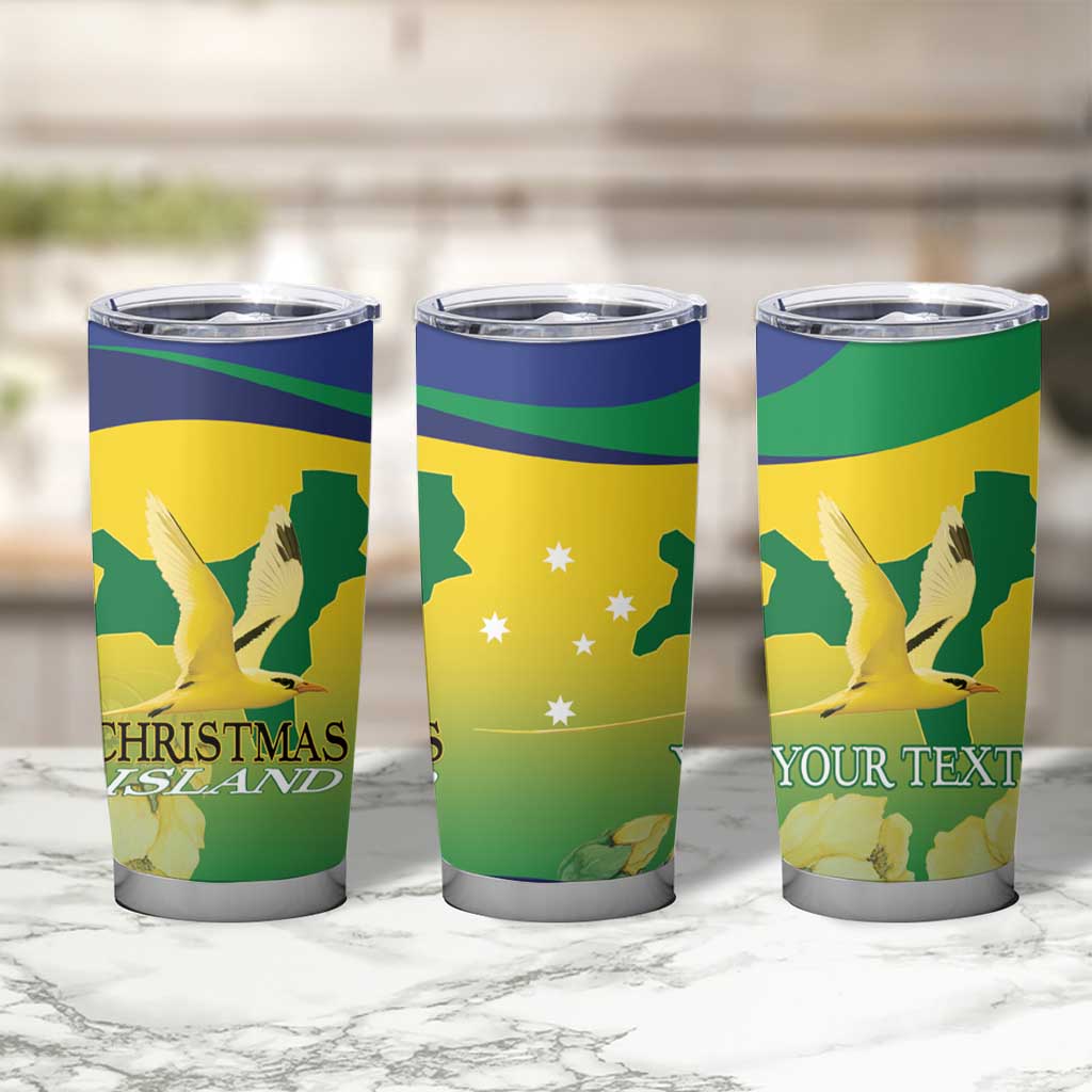 Personalised Australia Christmas Island Tumbler Cup Golden Bosun Abutilon listeri With Map - Aussie Hoodie