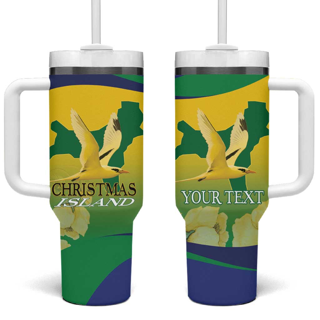 Personalised Australia Christmas Island Tumbler With Handle Golden Bosun Abutilon listeri With Map - Aussie Hoodie