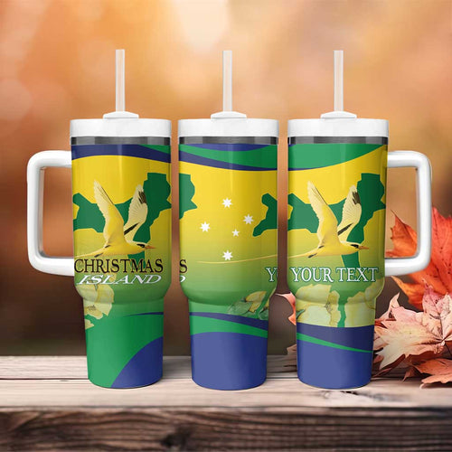 Personalised Australia Christmas Island Tumbler With Handle Golden Bosun Abutilon listeri With Map - Aussie Hoodie
